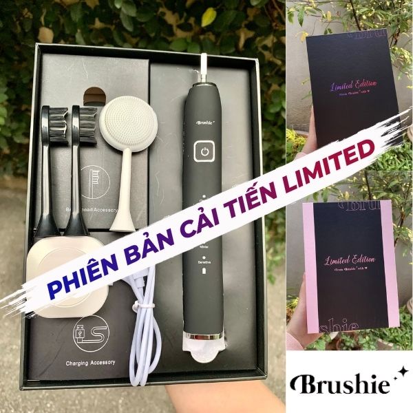 [Bản giới hạn+] BRUSHIE Bàn chải điện x Máy rửa mặt PHIÊN BẢN CẢI TIẾN MỚI phù hợp mọi loại răng, Rung SONIC Chính Hãng