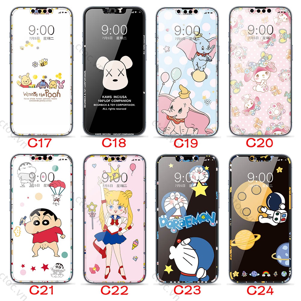 Kính Cường Lực HD Bảo Vệ Toàn Màn Hình In Hình Hoạt Hình Cho Iphone 14 plus 13 pro max 13 13Pro 6.1 6.8 inch