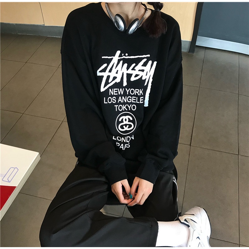 Thương Hiệu Stussy Áo Sweater Cổ Tròn Tay Dài Dáng Rộng In Parade Đường Phố Cao Cấp Cho Cặp Đôi Nam Và Nữ