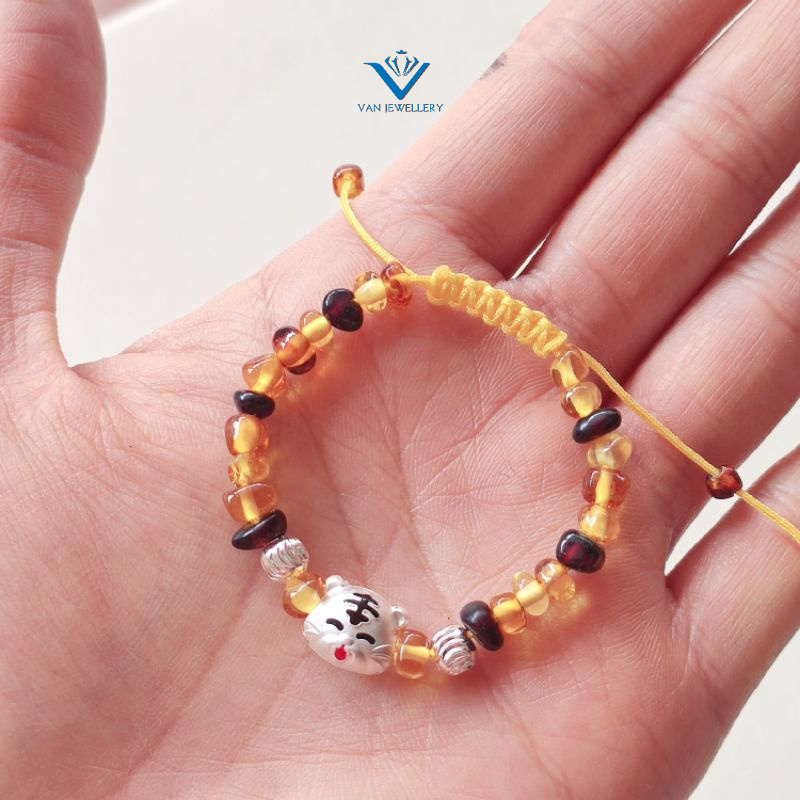 Vòng tay Charm Hổ con bạc ta cho bé tự điều chỉnh size tay