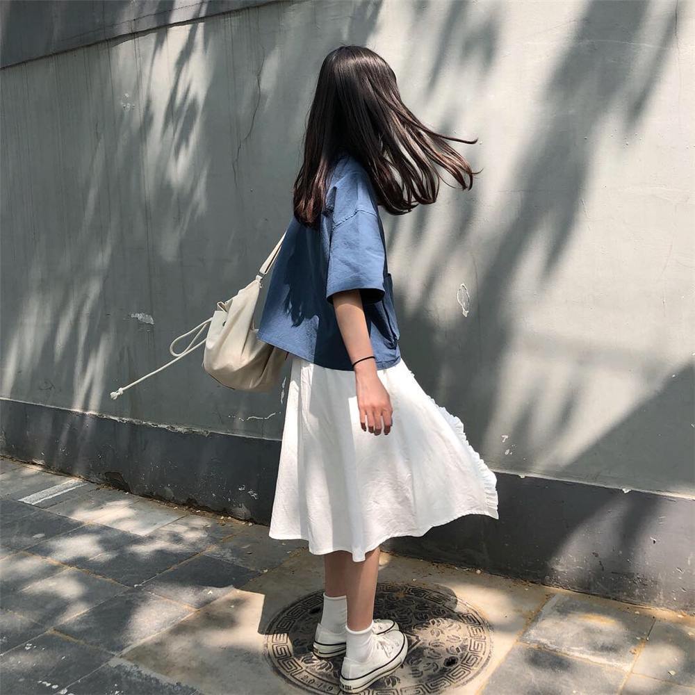 Áo Sơ Mi Ngắn Tay Màu Trơn Thời Trang Nữ Tính