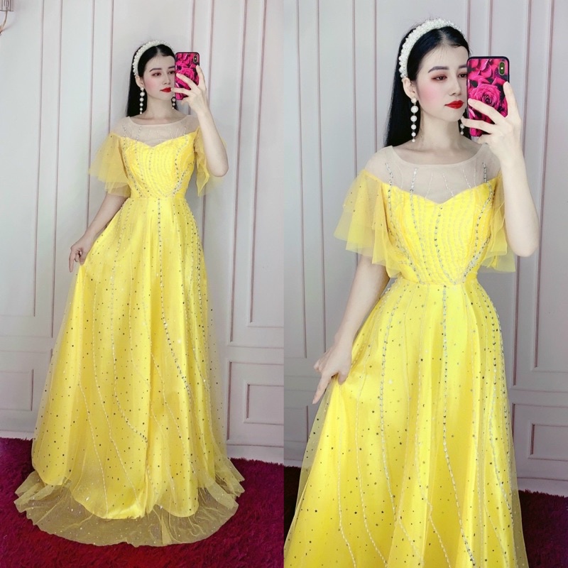 ĐẦM DẠ HỘI LƯỚI NGÔI SAO KIM TUYẾN KẾT PHale full size S /M/L /XL