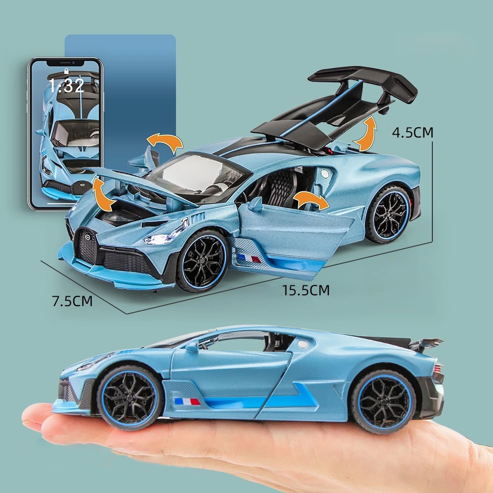Mô Hình Xe Ô Tô Bugatti Divo Bằng Hợp Kim Có Đèn Và Âm Thanh Cho Bé Trai Tỉ Lệ 1: 32