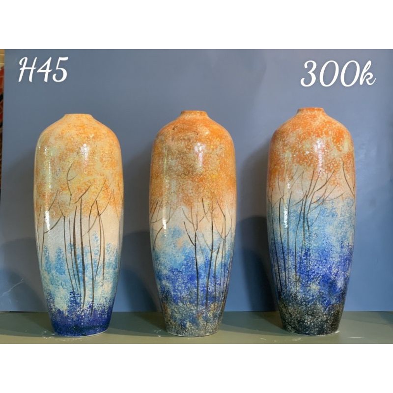 Đèn cao  72cm - chân 18 cm - rộng 36cm gốm vẽ tay Bát Tràng.
