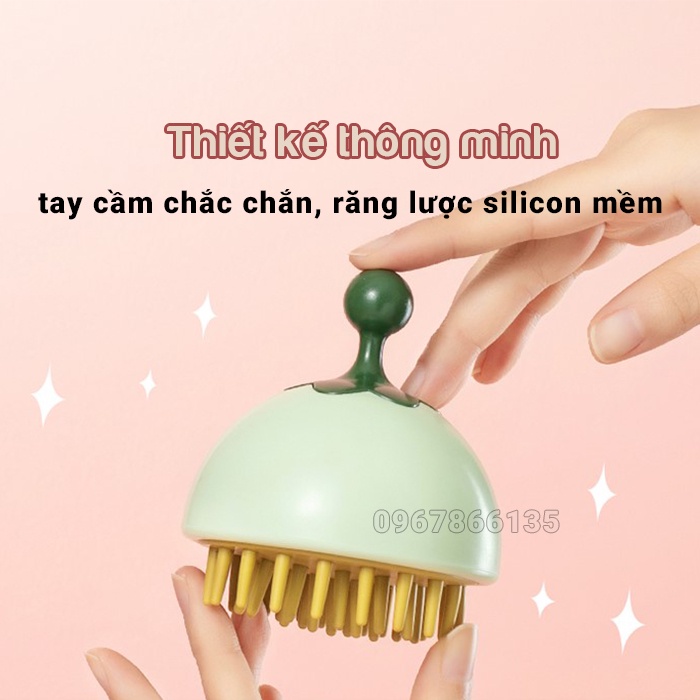 Lược gội đầu silicon massage và làm sạch da đầu,  chống rụng tóc