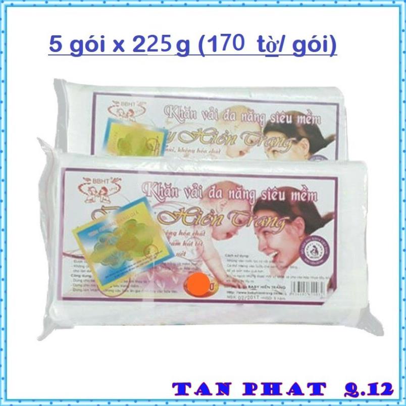 combo 5 gói khăn vải khô đa năng HIỀN TRANG (gói 225g)