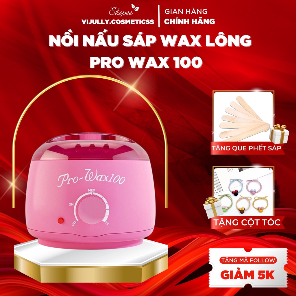 Combo triệt lông NỒI PRO-WAX 100 kèm 100g wax beans và mỡ trăn, wax lông tay, chân, nách, bikini, râu, mũi...