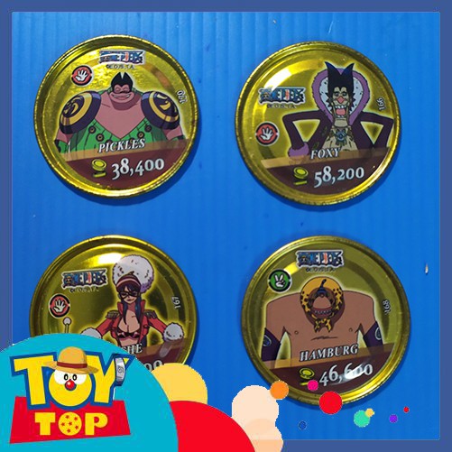 [Set thẻ] Thẻ toonies one piece tròn vàng gold - set 4 thẻ băng hải tặc Foxy 2nd cũ như ảnh