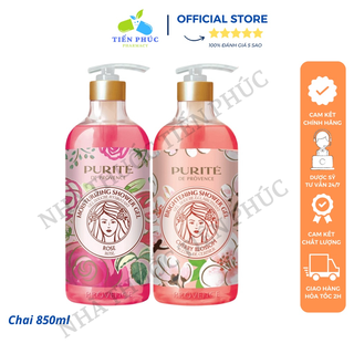 Sữa tắm purité de provence vòi sáng mịn hoa anh đào 850ml, mềm mịn hoa hồng – 850ml