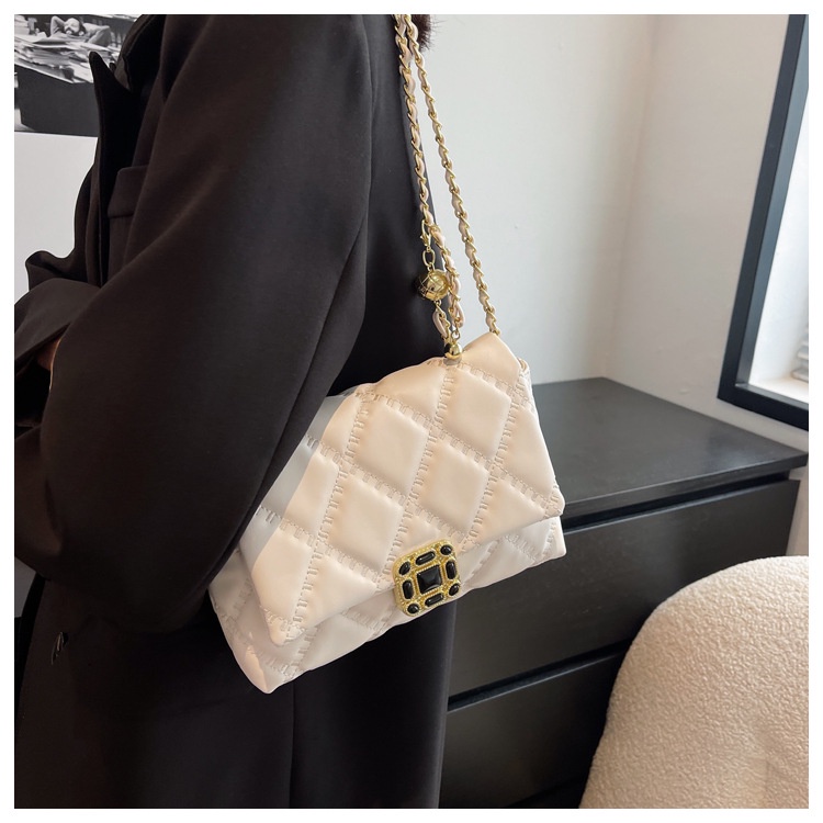 Túi Đeo JASMIN NOIR Chéo Dáng Vuông Nhỏ Họa Tiết Sọc Caro Phối Dây Xích Thời Trang Trẻ Trung Cho Nữ