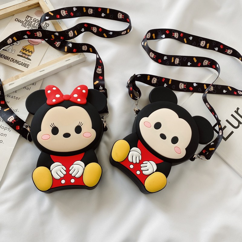 Túi Nhựa Silicon,Túi Đeo Chéo Hình Chuột Mickey Minnie Dễ Thương Cho Bé túi kẹp nách bò sữa