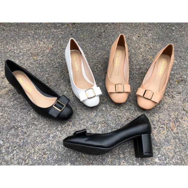 Giầy cao gót nơ vuông 5 phân