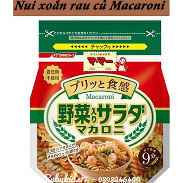 Nui xoắn rau củ Macaroni Nhật cho bé