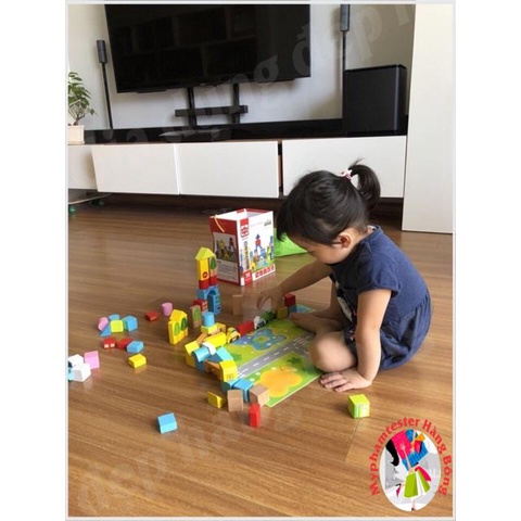 Bộ đồ chơi xếp hình gỗ thành phố 62 chi tiết