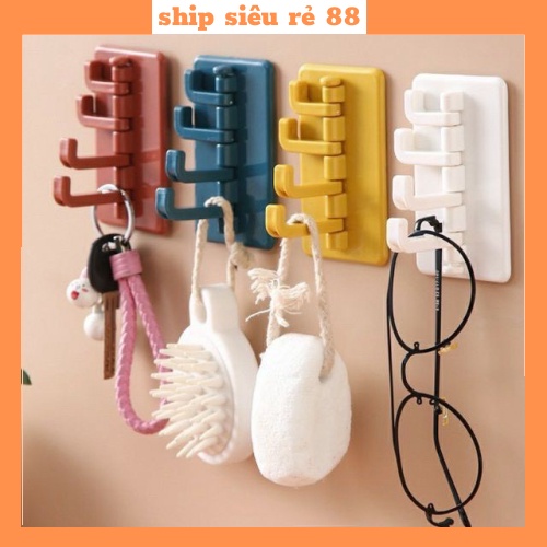 Móc xoay 4 chấu treo đồ dán tường đa năng, treo chìa khóa ,vật dụng cá nhân tiện lợi 88119 Ship Siêu Rẻ 88