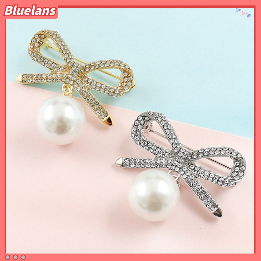 Ghim Cài Áo Hình Nơ Đính Ngọc Trai Nhân Tạo Thời Trang