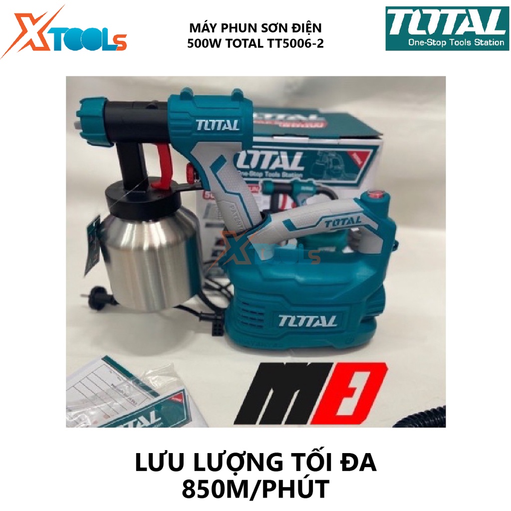 Máy phun sơn bình nhôm TOTAL TT5006-2 súng phun sơn 220-240V~50-60Hz, Công suất 350 W, 0.1-0.2 Bar, 380ml/phút, 50DIN-s