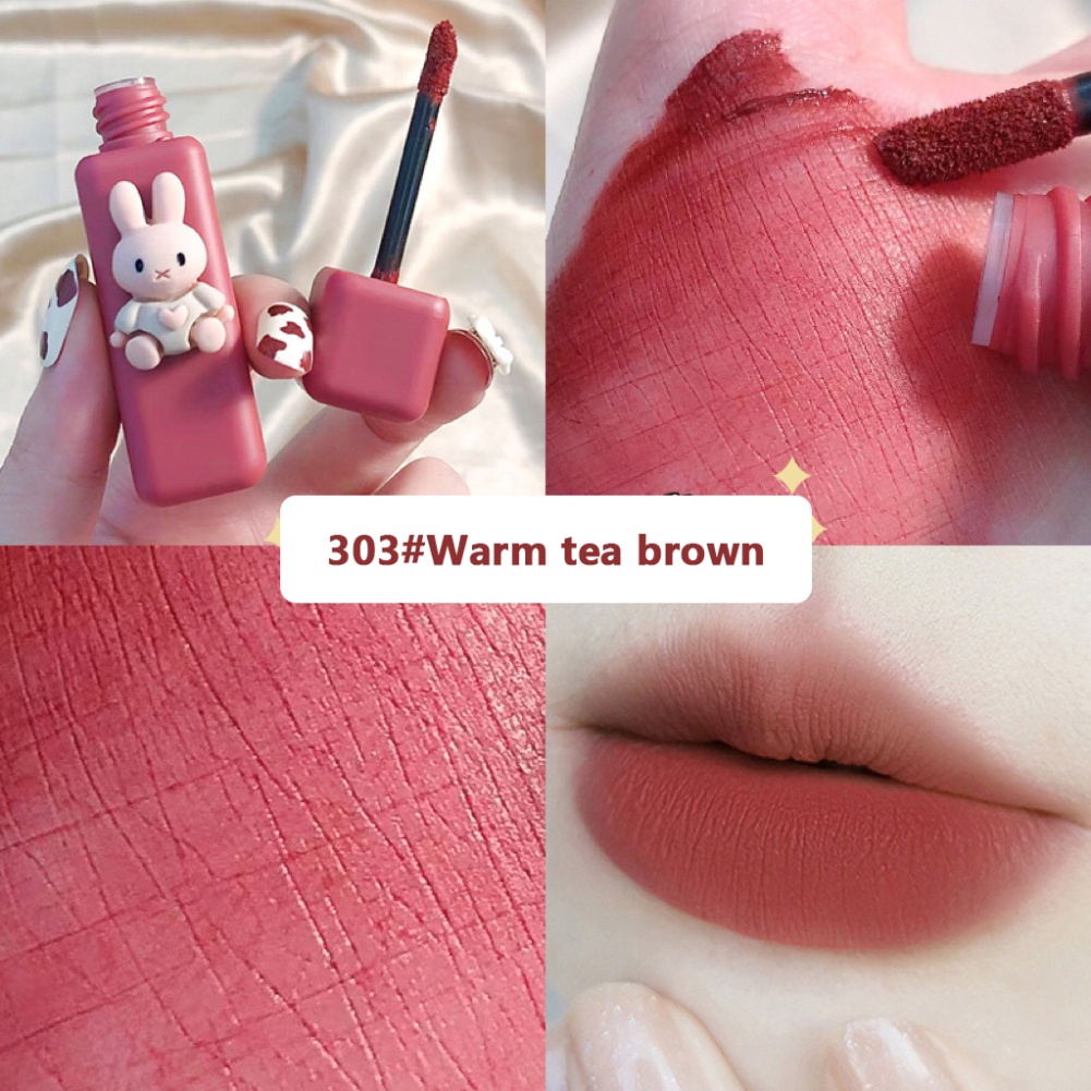 Son Môi Son kem lì Hengfang tinh khiết Desire dễ thương Sữa Sữa Bobo thỏ Son bùn nhung mờ Matte Lip men cho nữ sinh viên dễ thương COD