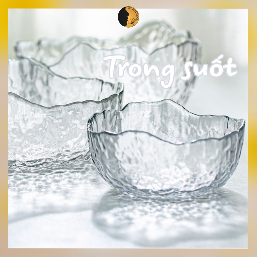 Tô Thủy Tinh TAMUSHOP92 Bát Thủy Tinh Cao Cấp To Đựng Chè Salad Viền Vàng BT001