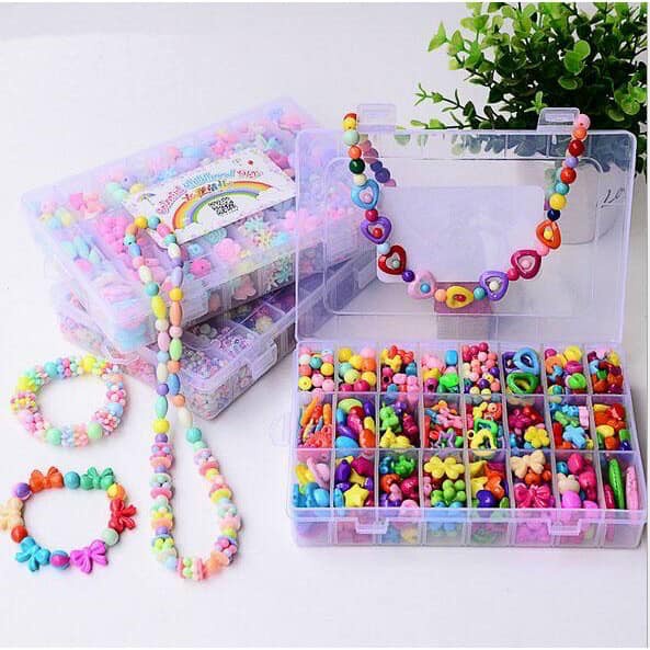 Đồ chơi cho bé bộ xâu vòng hạt cườm hộp vuông to nhiều chi tiết cho bé JIMADO PVN14228