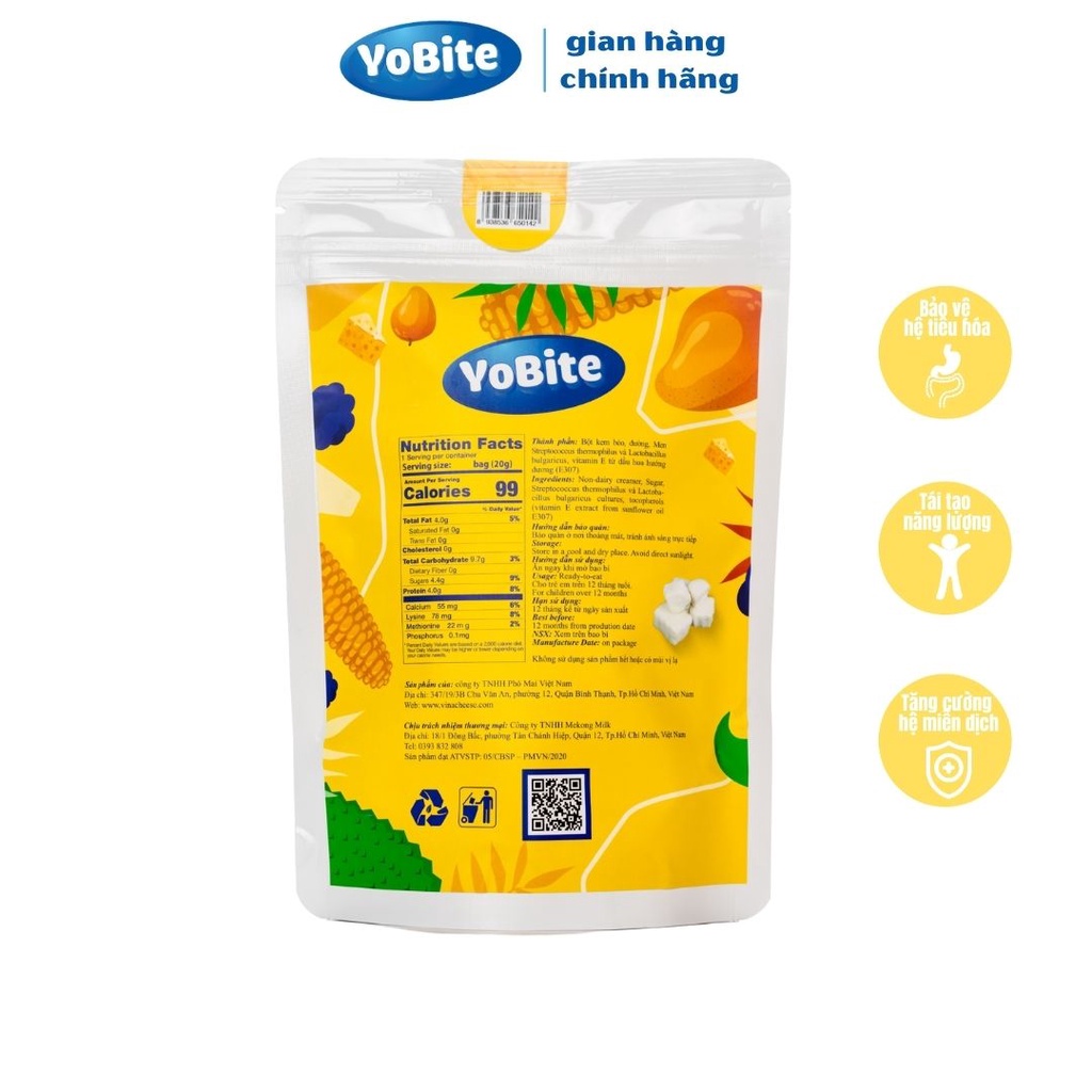 Sữa chua sấy thăng hoa Yobite vị Bắp 35gr- Làm từ sữa hạt- không chứa lactose đạm sữa bò - Ăn dặm cho bé