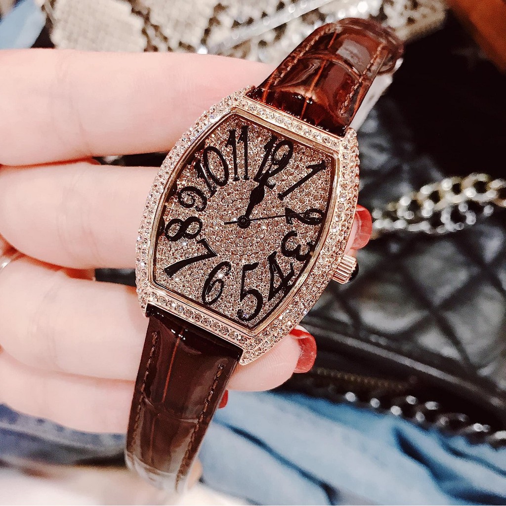 Set Đồng Hồ Nữ Davena 31525 Dây Da Nâu Rose Gold - Kèm Dây Da Trắng Chính Hãng