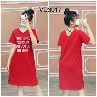 Đầm suông cổ tim sau lưng chéo dây
