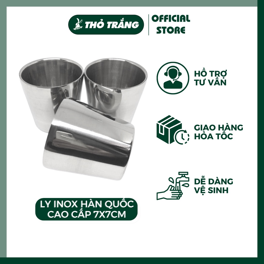 Ly inox đựng nước kiểu cao cấp dùng trong các quán Hàn Quốc rất thích hợp 7*7cm