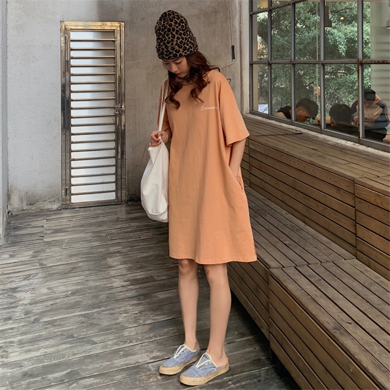 SUXI Đầm Nữ Ngắn Tay Kiểu Hàn Quốc