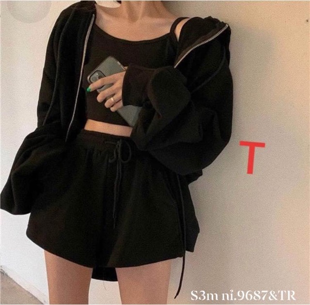 Bộ đùi áo dây kèm áo khoác nỉ ngoài - TR | BigBuy360 - bigbuy360.vn