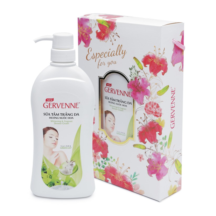 Gervenne: Hộp quà Sữa Tắm trắng da GERVENNE Green Lily 450ml