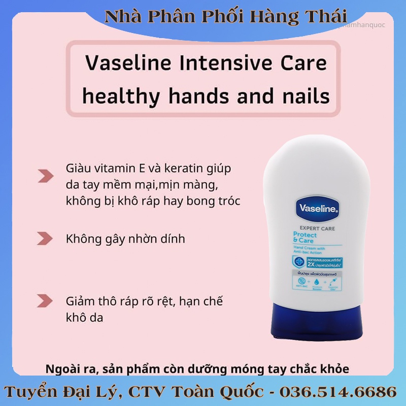 Kem Dưỡng Giúp Làm Ẩm, Mềm Mượt Da Tay Và Móng Tay Vaseline Intensive Care 85ml - Hàng Nội Địa Thái
