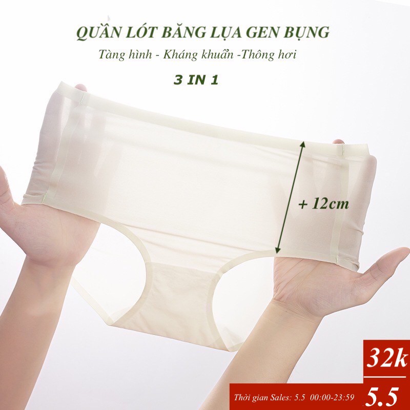 QUẦN LÓT NỮ BĂNG LỤA CẠP CAO GEN BỤNG VANVENE KHÔNG ĐƯỜNG MAY CHỐNG HẰN GIẤU VIỀN THÔNG HƠI THOÁNG CHỐNG LỌT KHE Q540