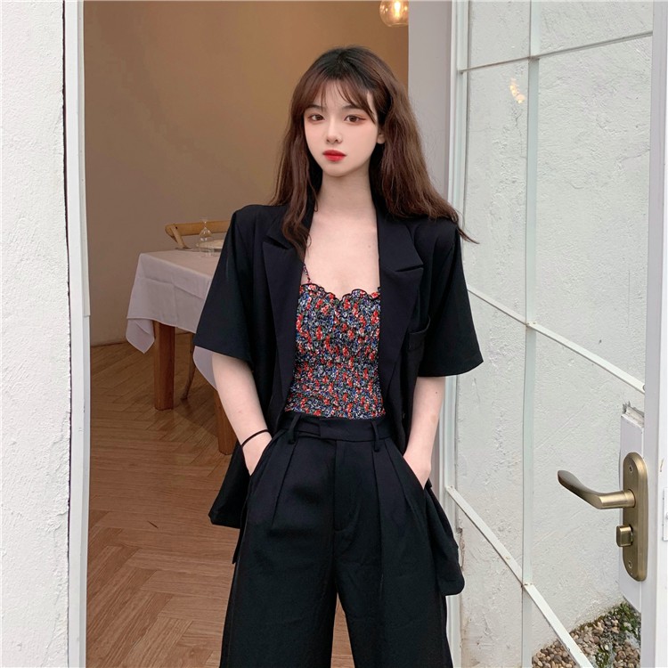 Áo hai dây sơ mi hoa nhí Emilyshop ulzzang