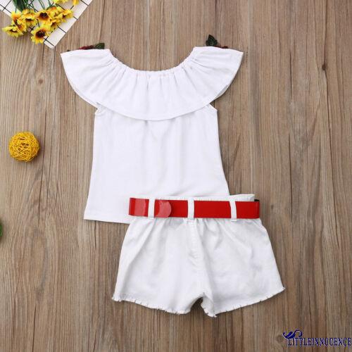 Bộ áo trễ vai + quần short jean thời trang dễ thương cho bé gái