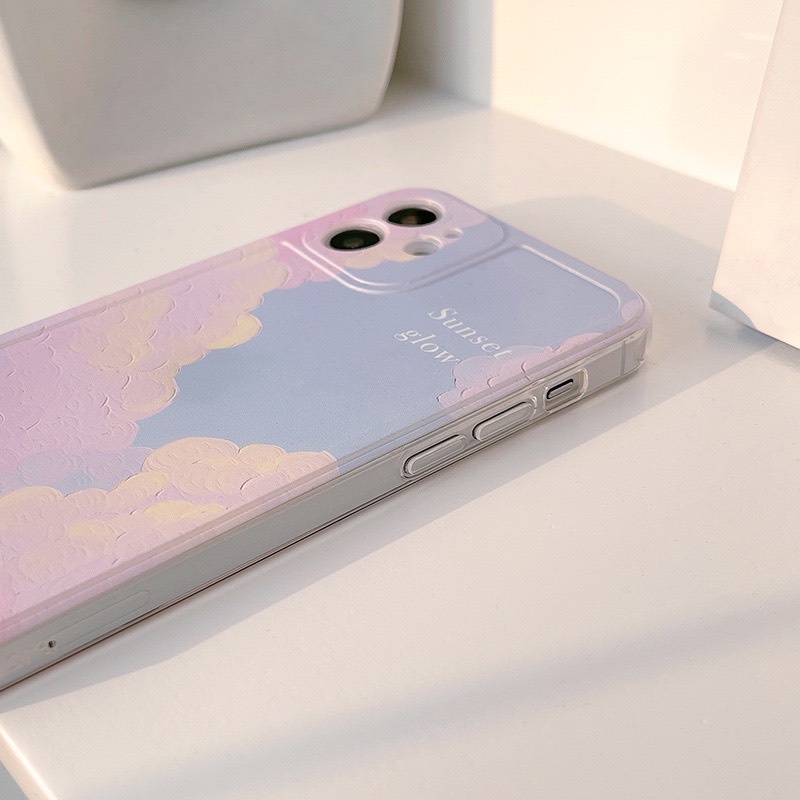 Ốp Điện Thoại Iphone Sunset Glow Viền Nhựa Dẻo Trong Suốt Mặt Nhám 14/7plus/8plus/x/xs/11/12/13./promax Iphone