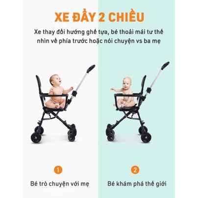 Xe đẩy cho bé,Xe đẩy gấp gọn em bé đi du lịch siêu gọn nhẹ