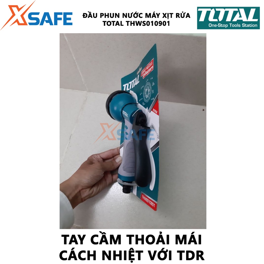 Vòi phun nước xịt rửa TOTAL THWS010901 Vòi xịt tưới cây 8 tia, bộ công cụ 3/4&quot;, thân nhựa ABS TPR tay cầm thoải mái