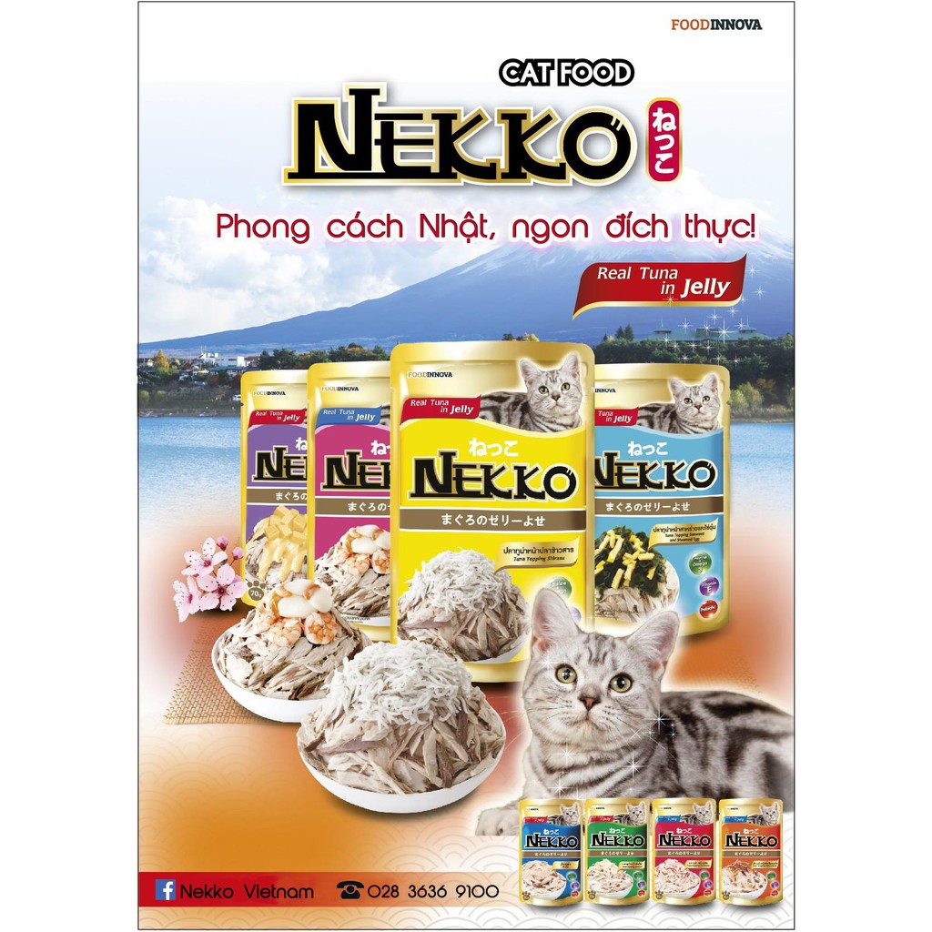 Pate cho mèo Nekko gravy jelly 70g, thức ăn tăng cân mèo lớn trưởng thành kén ăn Con Mèo Xiêm