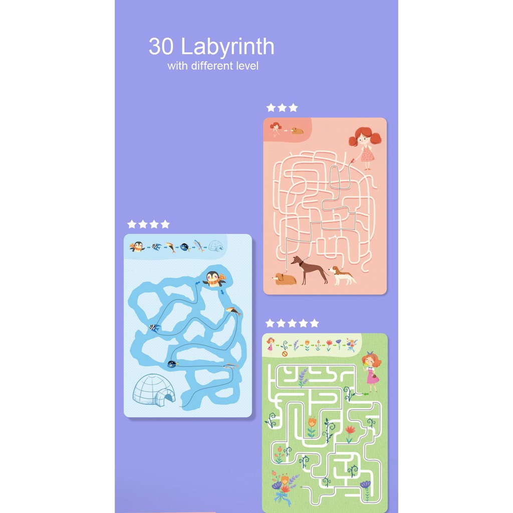 Bộ trò chơi tư duy MIDEER Logic Training Card - Giải Đố Mê Cung Fun Mazes - Nối Điểm Dot To Dot - Tô màu Coloring Pixel