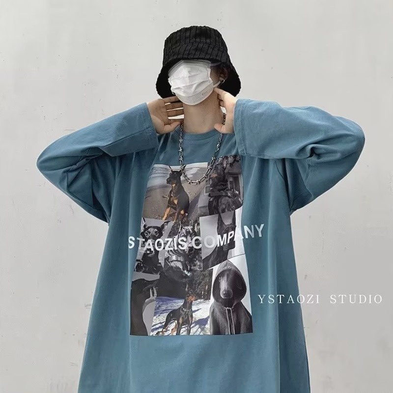 Áo Sweater Tay Dài Cổ Tròn Dáng Rộng In Họa Tiết Thời Trang Hàn Quốc Cho Nam