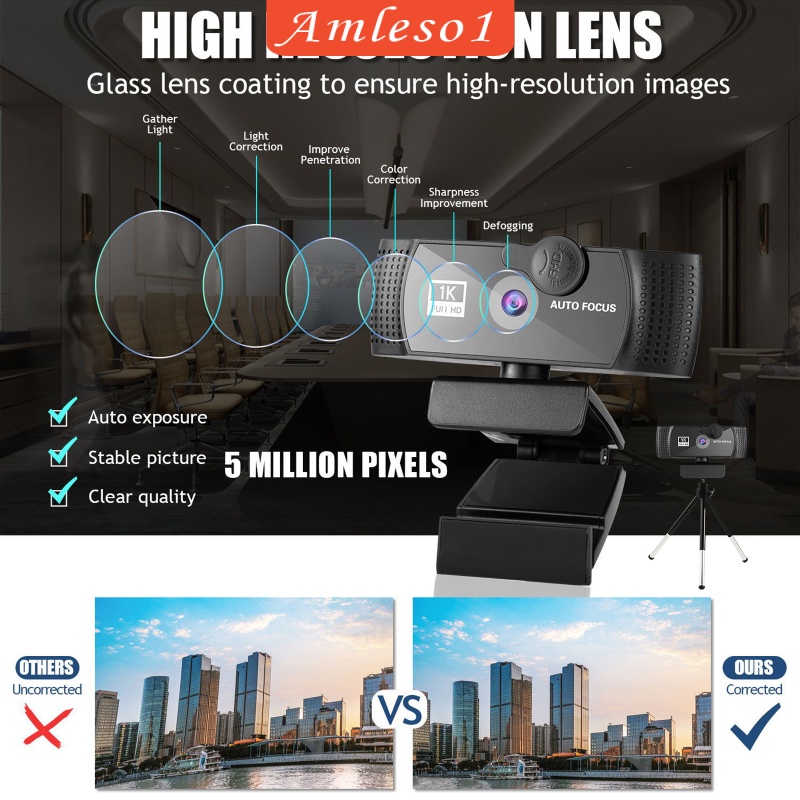Webcam 1080p Hd W / Tiếng Ồn Kèm Micro Cổng Usb Cho Máy Tính Để Bàn | BigBuy360 - bigbuy360.vn