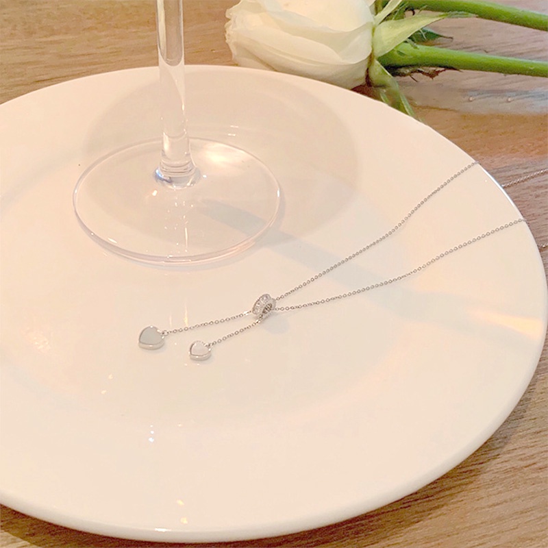 Vòng cổ Sợi Xích Mặt Trái Tim Đính Đá Sang Trọng Cho Nữ