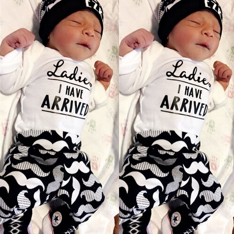 ღ♛ღ3PCS Toddler Kids Baby Boys Tops T-shirt Pants Leggings Hat Outfits Set Clothes