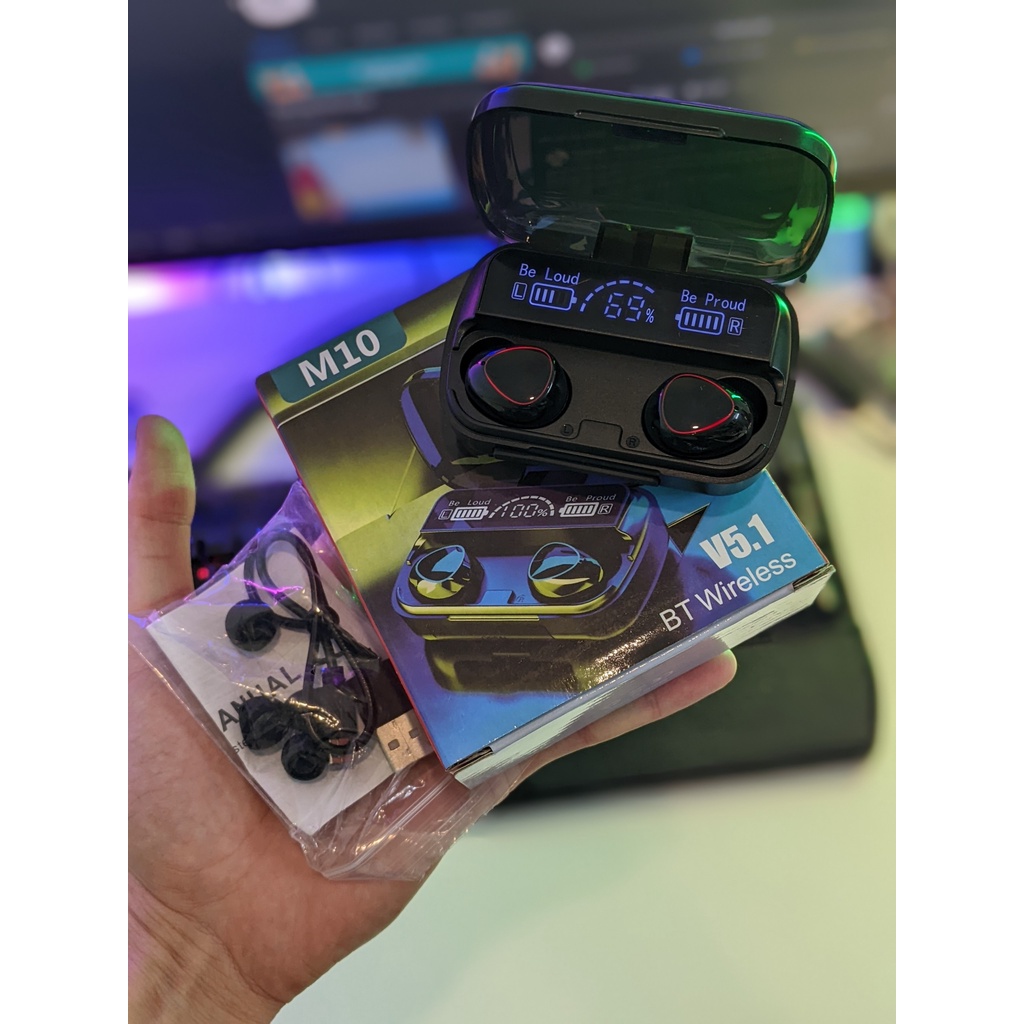 Tai nghe bluetooth M10 thế hệ mới - Bluetooth 5.1 - Bass siêu trầm, Màn hình Led