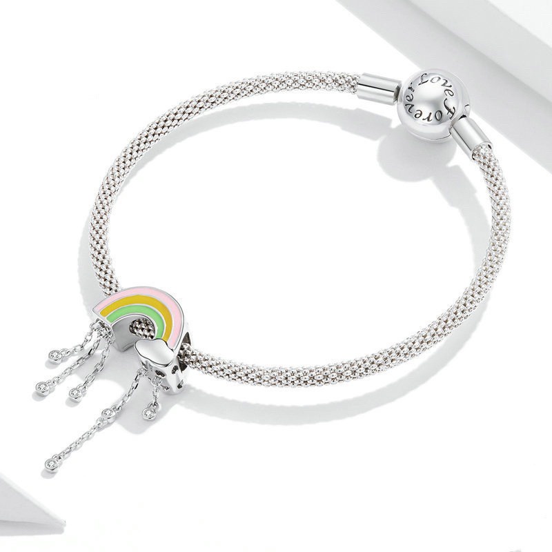 Charm bạc H.A.S hình đám mây cầu vòng - Hạt charm bạc thời trang
