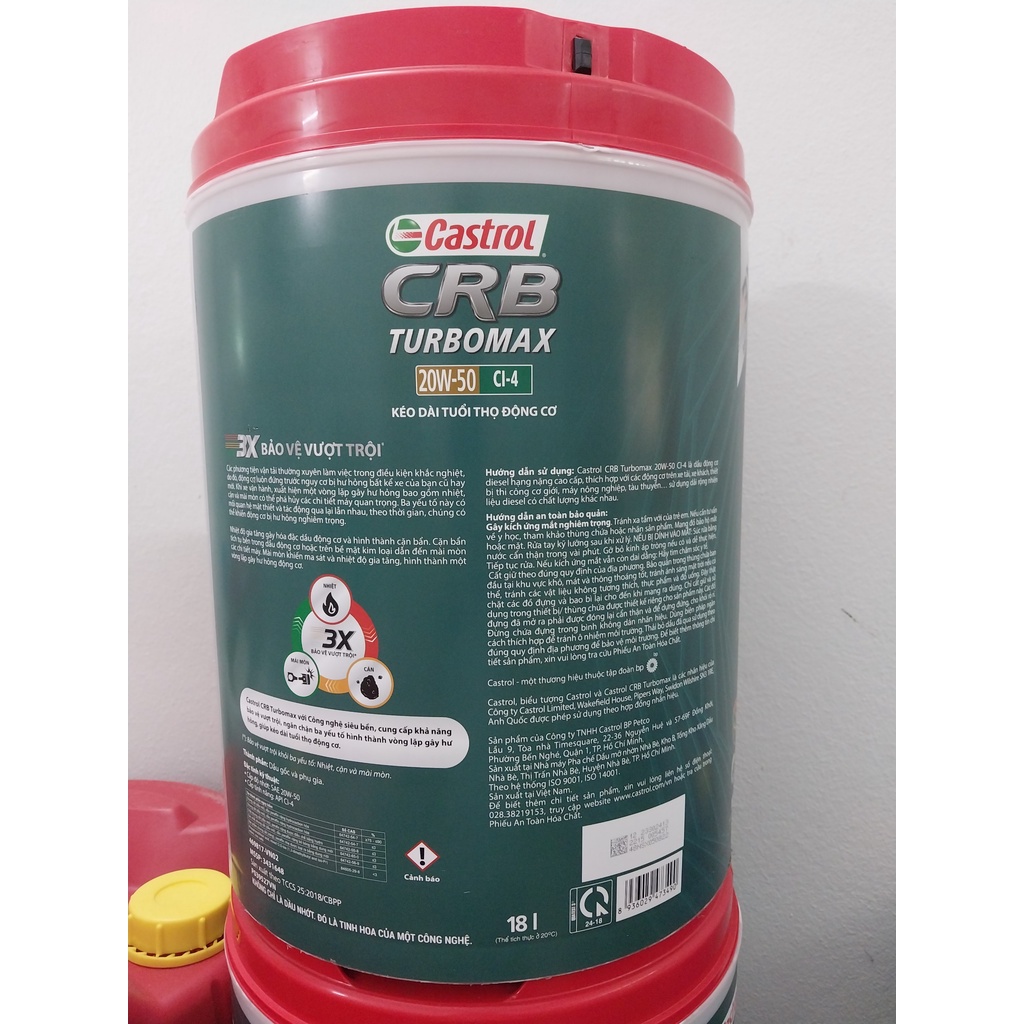Dầu nhớt Castrol CRB turbomax 20w50 18Lít Chính hãng