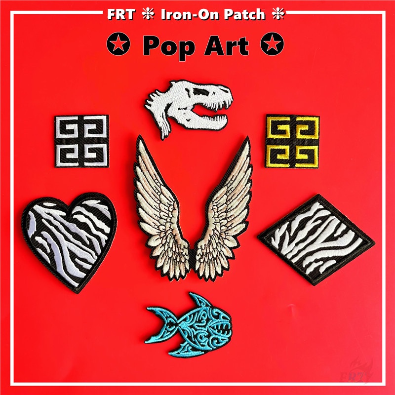 ☸ Sticker Ủi Thêu Hoạ Tiết Pop Art ☸ 1 Sticker Ủi Thêu Hình Đôi Cánh Cá