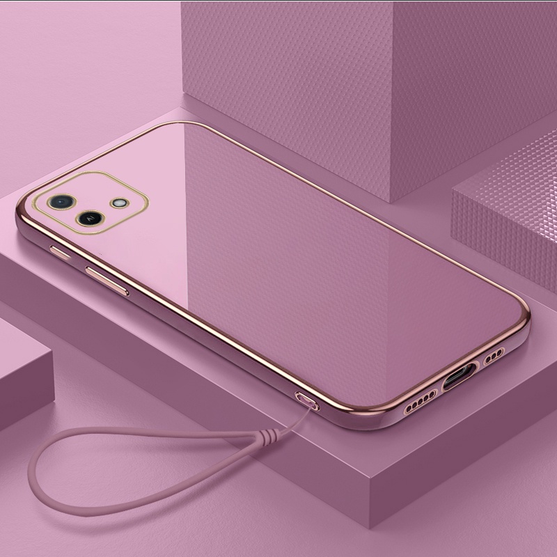 Ốp Điện Thoại Viền Mềm Sang Trọng Kèm Dây Đeo Cho Realme C15 C11 C21Y C12 C25 C21 C20 C25 C25Y C31 C35 2021 2020