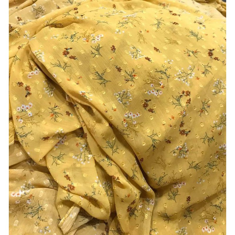 Vải voan tằm ép hoa